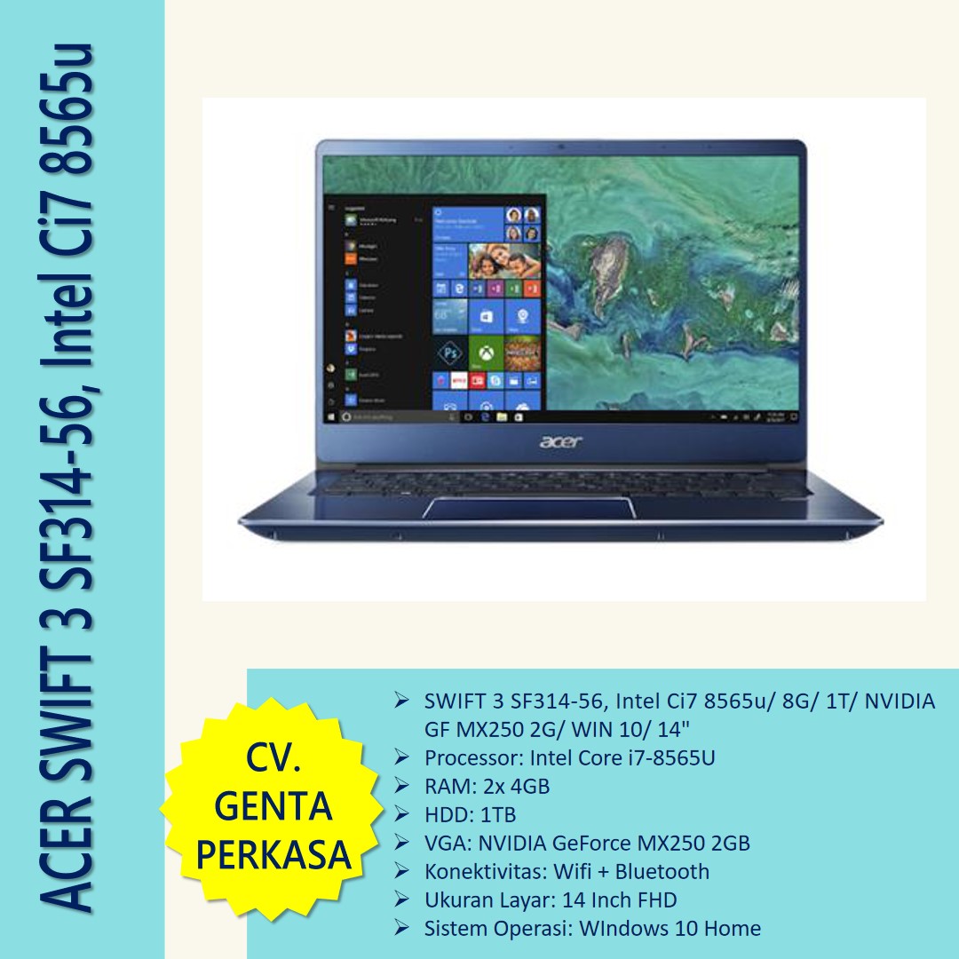 Belanja Acer Swift 3 Sf314 56 Intel Ci7 8565u 8g 1t nvidia Gf